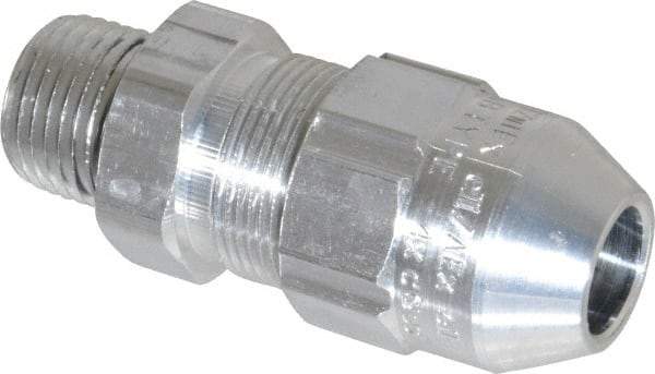 Thomas & Betts - 0.4 to 0.54" Cable Capacity, Class 1, Gas & Vapor Environments, Straight Strain Relief Cord Grip - 1/2 NPT Thread, Aluminum - All Tool & Supply