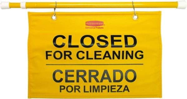 Rubbermaid - "Closed for Cleaning/Cerrado Por Limpieza", 13" Long, Pressure-Sensitive Vinyl Safety Sign - Rectangle, Use for Accident Prevention - All Tool & Supply