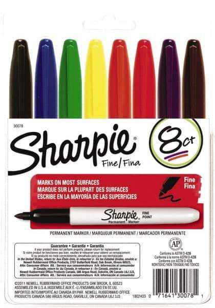 Sharpie - Assorted Colors Permanent Marker - Fine Felt Tip, AP Nontoxic Ink - All Tool & Supply