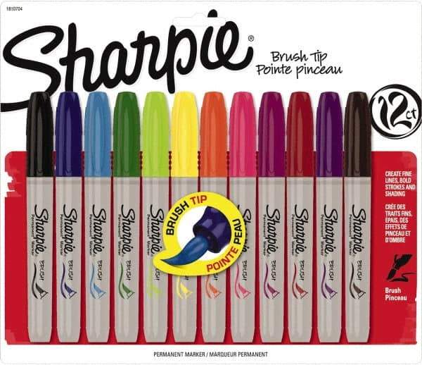 Sharpie - Assorted Colors Permanent Marker - Brush Felt Tip, AP Nontoxic Ink - All Tool & Supply