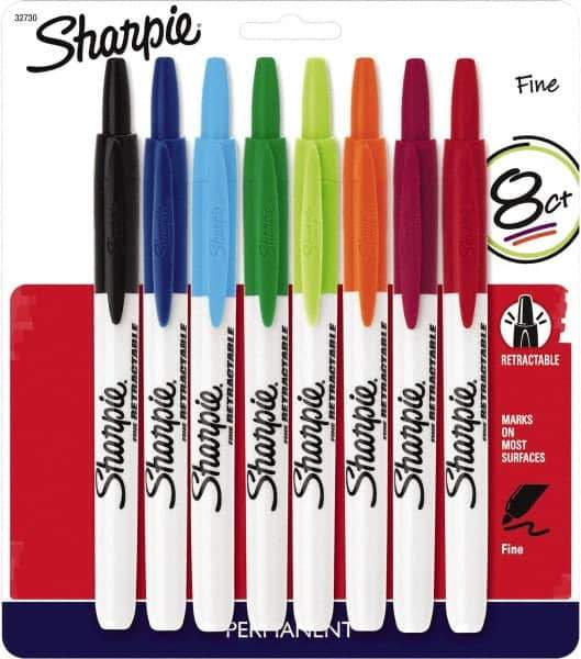 Sharpie - Assorted Colors, Permanent Marker - Retractable Fine Tip, AP Nontoxic Ink - All Tool & Supply