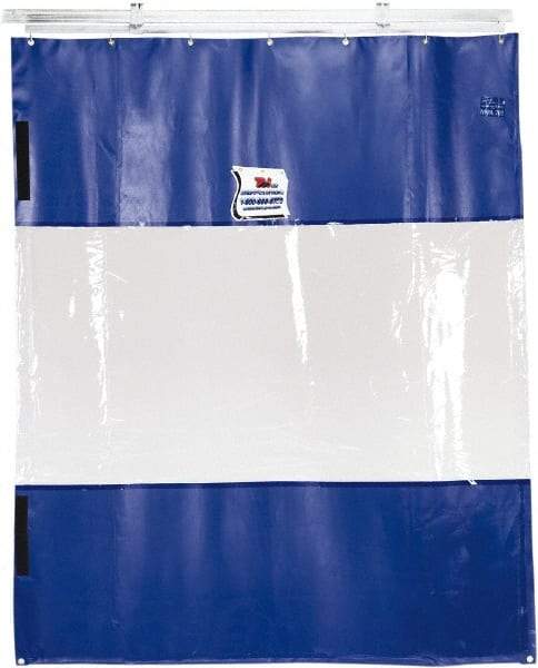 TMI, LLC - 24' Door Width x 8' Door Height PVC Solid with Vision Panel (Style) Industrial Curtain Kit - Blue/Clear - All Tool & Supply