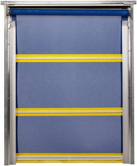 TMI, LLC - 10' Door Width x 12' Door Height PVC Mesh Bug Screen & In-Tube Motorized (Style) Roll Up Dock Screen - Blue/Yellow - All Tool & Supply