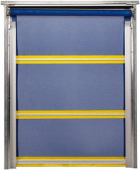 TMI, LLC - 10' Door Width x 10' Door Height PVC Mesh Bug Screen & In-Tube Motorized (Style) Roll Up Dock Screen - Blue/Yellow - All Tool & Supply