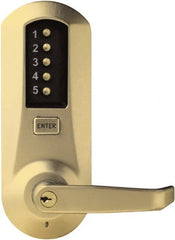 Push-Button Lock with Key-in Lever Cylinder Lever Lockset for 1-3/4 to 2-1/4″ Thick Doors Key in Lever - Schlage, 2-3/4″ Backset, Satin Brass Finish