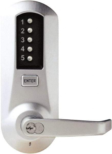 Kaba Access - Combination Entry Lever Lockset with Key Override - 2-3/4" Back Set, No Cylinder, Zamak3, Satin Chrome Finish - All Tool & Supply