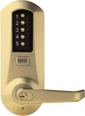 Kaba Access - Pushbutton Lock with Interchangeable Core Lever Lockset for 1-3/4 to 2-1/4" Thick Doors - 2-3/4" Back Set, 6 or 7 Pin Length Best & Compatible (Core Not Included) Cylinder, Satin Brass Finish - All Tool & Supply