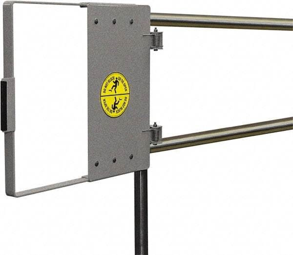 FabEnCo - Carbon Steel Self Closing Rail Safety Gate - Fits 36 to 42" Clear Opening, 1-1/2" Wide x 22" Door Height, 34 Lb, Gray - All Tool & Supply