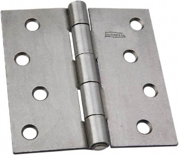 National Mfg. - 4" Wide x 4" High, Steel, Square Corner Residential Hinge - Zinc Plated - All Tool & Supply