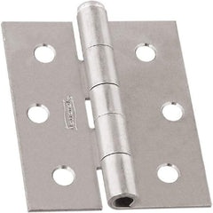 National Mfg. - 3" Long x 2-1/2" Wide, Non-Spring/Non Self-Closing Hinge - Steel, Zinc Plated Finish - All Tool & Supply