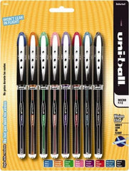 Uni-Ball - Roller Ball 0.8mm Stick Pen - Black, Blue, Black, Blue, Green, Orange, Pink, Purple & Red - All Tool & Supply