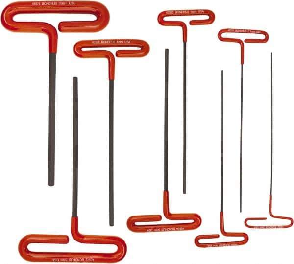 Bondhus - 8 Piece T-Handle Cushion Grip Hex Key Set - Hex Range 2 to 10mm - All Tool & Supply