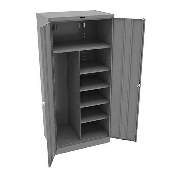 Tennsco - 6 Shelf Combination Storage Cabinet - Steel, 36" Wide x 24" Deep x 78" High, Medium Gray - All Tool & Supply