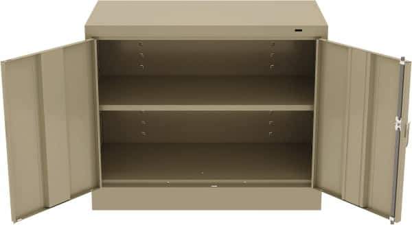 Tennsco - 2 Shelf Locking Storage Cabinet - Steel, 36" Wide x 18" Deep x 30" High, Sand - All Tool & Supply