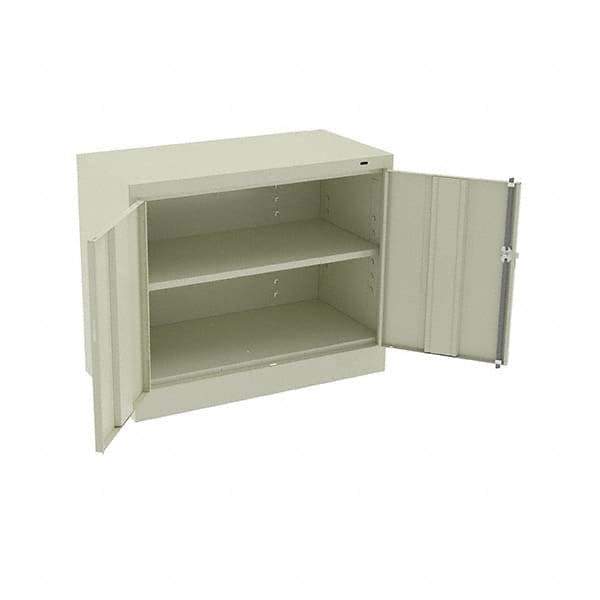 Tennsco - 2 Shelf Locking Storage Cabinet - Steel, 36" Wide x 18" Deep x 30" High, Champagne/Putty - All Tool & Supply