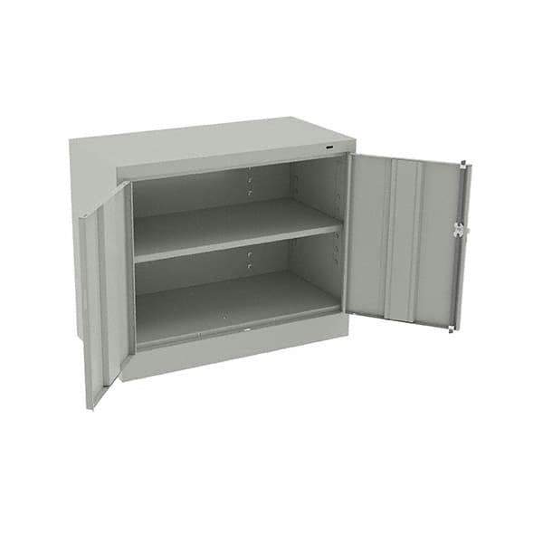 Tennsco - 2 Shelf Locking Storage Cabinet - Steel, 36" Wide x 18" Deep x 30" High, Light Gray - All Tool & Supply