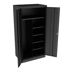 Tennsco - 6 Shelf Combination Storage Cabinet - Steel, 36" Wide x 24" Deep x 72" High, Black - All Tool & Supply