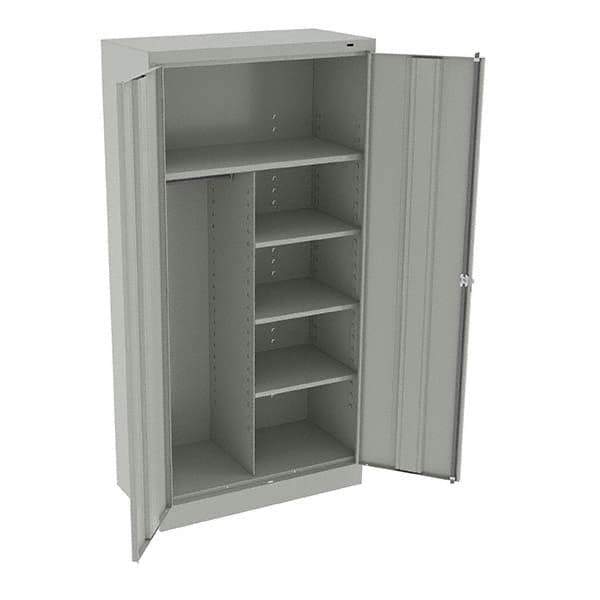 Tennsco - 6 Shelf Combination Storage Cabinet - Steel, 36" Wide x 18" Deep x 72" High, Light Gray - All Tool & Supply