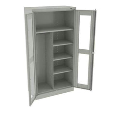 Tennsco - 6 Shelf Combination Storage Cabinet - Steel, 36" Wide x 18" Deep x 72" High, Light Gray - All Tool & Supply