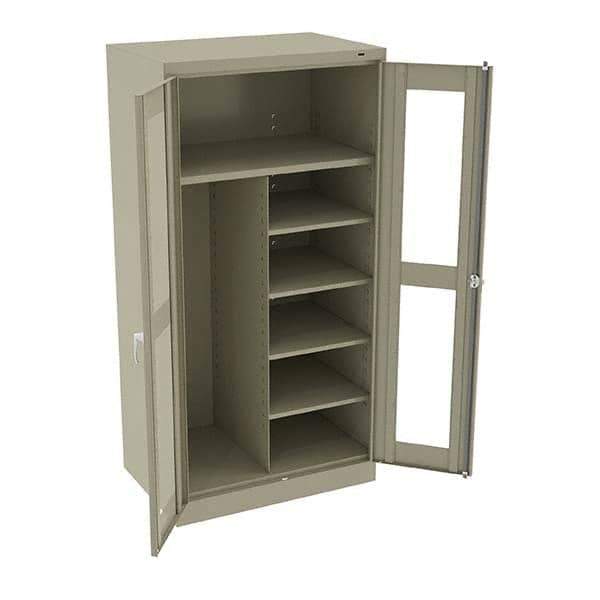 Tennsco - 6 Shelf Combination Storage Cabinet - Steel, 36" Wide x 24" Deep x 72" High, Sand - All Tool & Supply