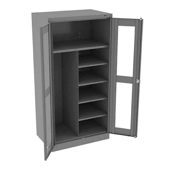 Tennsco - 6 Shelf Combination Storage Cabinet - Steel, 36" Wide x 24" Deep x 72" High, Medium Gray - All Tool & Supply