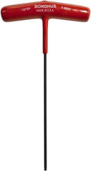 Bondhus - 2.5mm Hex, T-Handle Cushion Grip, Ball End Hex Key - 172mm OAL, Protanium High Torque Steel, Metric System of Measurement - All Tool & Supply