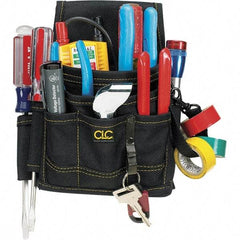 CLC - Electrician's Holster with 9 Pockets - Ballistic Polyester, Black, 7" Wide x 6" High x 2" Deep - All Tool & Supply