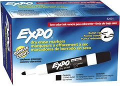 Expo - Black Low Odor Bullet Tip 12 Pack Dry Erase Markers - For Use with Dry Erase Marker Boards - All Tool & Supply