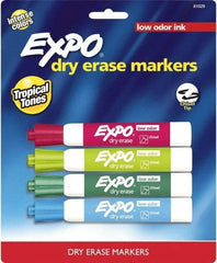 Expo - Aqua, Lime, Pink & Plum Low Odor Chisel Tip 4 Pack Dry Erase Markers - For Use with Dry Erase Marker Boards - All Tool & Supply