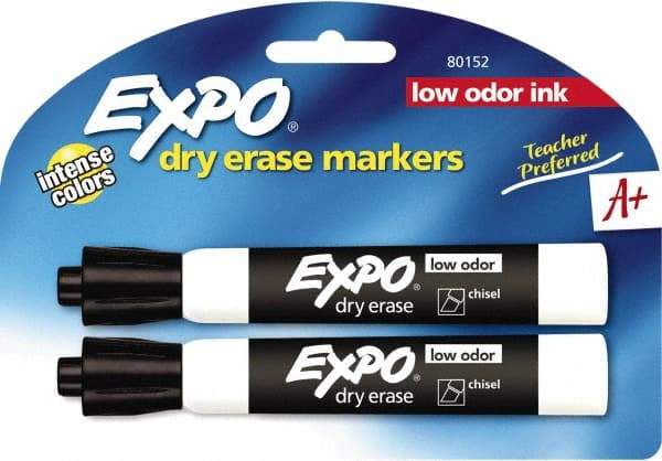 Expo - Black Low Odor Chisel Tip 2 Pack Dry Erase Markers - For Use with Dry Erase Marker Boards - All Tool & Supply