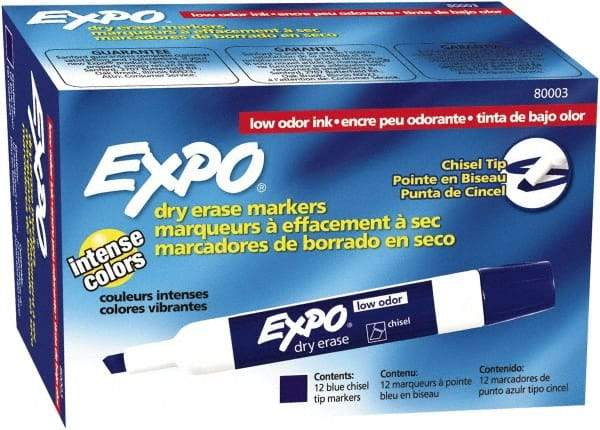 Expo - Blue Low Odor Chisel Tip 12 Pack Dry Erase Markers - For Use with Dry Erase Marker Boards - All Tool & Supply