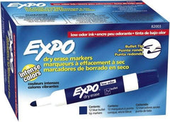 Expo - Blue Low Odor Bullet Tip 12 Pack Dry Erase Markers - For Use with Dry Erase Marker Boards - All Tool & Supply