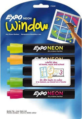 Expo - Blue, Green, Orange, Pink & Yellow Bullet Tip Neon 5 Pack Dry Erase Markers - For Use with Dry Erase Marker Boards - All Tool & Supply