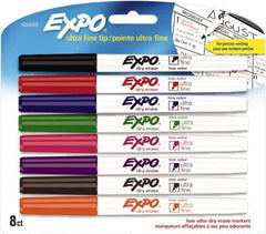 Expo - Black, Blue, Brown, Green, Orange, Pink, Purple & Red Low Odor Ultra Fine Tip 8 Pack Dry Erase Markers - For Use with Dry Erase Marker Boards - All Tool & Supply