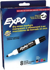 Expo - Black, Blue, Brown, Green, Orange, Pink, Purple & Red Low Odor Chisel Tip 8 Pack Dry Erase Markers - For Use with Dry Erase Marker Boards - All Tool & Supply