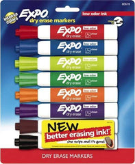 Expo - Black, Blue, Brown, Green, Orange, Pink, Purple & Red Low Odor Chisel Tip 8 Pack Dry Erase Markers - For Use with Dry Erase Marker Boards - All Tool & Supply