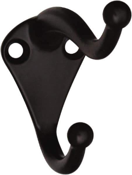 National Mfg. - 1" Wide x 2" High x 0.11" Thick, Double Coat & Hat Hook - 2-3/4" Projection, Oil Rubbed Bronze - All Tool & Supply