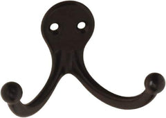 National Mfg. - 2" Wide x 1" High x 0.11" Thick, Double Prong Robe Hook - 1-3/4" Projection, Oil Rubbed Bronze - All Tool & Supply