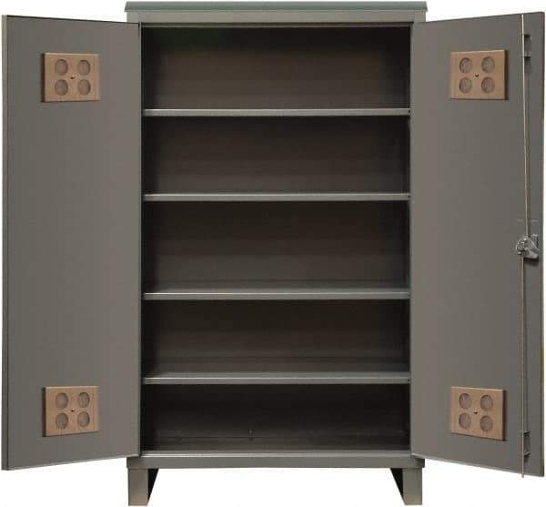 Durham - 4 Shelf Locking Storage Cabinet - Steel, 60" Wide x 24" Deep x 78" High, Gray - All Tool & Supply