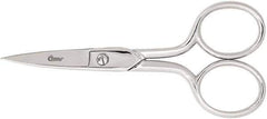 Clauss - 1" LOC, 6-5/8" OAL Carbon Steel Curved Scissors - Offset Handle, For Paper, Fabric - All Tool & Supply