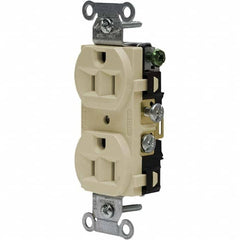 Hubbell Wiring Device-Kellems - 125V 15A NEMA 5-15R Commercial Grade Ivory Straight Blade Duplex Receptacle - All Tool & Supply