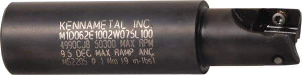 Kennametal - 1" Cut Diam, 0.395" Max Depth of Cut, 1" Shank Diam, 3.53" OAL, Indexable Square Shoulder End Mill - EC10.., EP10.. Inserts, Weldon Shank, 0° Lead Angle, Through Coolant - All Tool & Supply