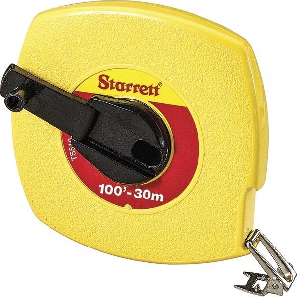 Starrett - 100' x 3/8" Yellow Blade Tape Measure - 1/8" & 1mm Graduation, L6 Graduation Style, Yellow Case - All Tool & Supply