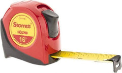 Starrett - 16' x 1" Yellow Blade Tape Measure - 1/16" Graduation, S1 Graduation Style, Red Case - All Tool & Supply