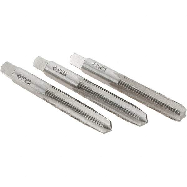 Cle-Line - M8x1.25 Metric, 4 Flute, Bottoming, Plug & Taper, Bright Finish, High Speed Steel Tap Set - Right Hand Cut, 2-23/32" OAL, 1-1/8" Thread Length, Series 0404 - All Tool & Supply