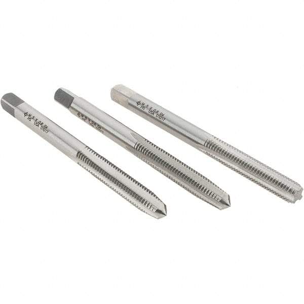 Cle-Line - M5x0.80 Metric, 4 Flute, Bottoming, Plug & Taper, Bright Finish, High Speed Steel Tap Set - Right Hand Cut, 2-3/8" OAL, 7/8" Thread Length, Series 0404 - All Tool & Supply