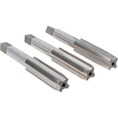 Cle-Line - 1/2-20 UNF, 4 Flute, Bottoming, Plug & Taper, Bright Finish, High Speed Steel Tap Set - Right Hand Cut, 3-3/8" OAL, 1-21/32" Thread Length, Series 0404 - Exact Industrial Supply