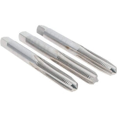 Cle-Line - 1/4-28 UNF, 4 Flute, Bottoming, Plug & Taper, Bright Finish, High Speed Steel Tap Set - Right Hand Cut, 2-1/2" OAL, 1" Thread Length, Series 0404 - Exact Industrial Supply