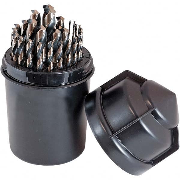 Cle-Force - 1/16 to 1/2", 135° Point, Oxide/Gold Finish, High Speed Steel Jobber Length Drill Bit Set - All Tool & Supply