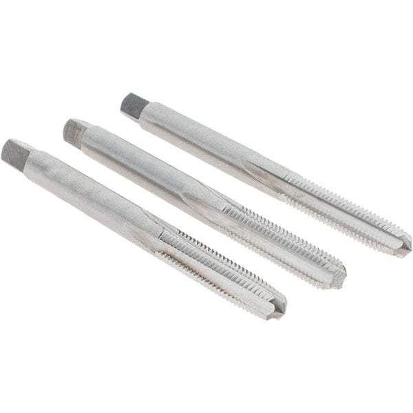 Cle-Line - #10-32 UNF, 4 Flute, Bottoming, Plug & Taper, Bright Finish, High Speed Steel Tap Set - Right Hand Cut, 2-3/8" OAL, 7/8" Thread Length, Series 0404 - All Tool & Supply